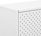 White Steel Sideboard with Adjustable Levelers, Modern Rectangular Storage Cabinet for Living Room and Dining Room, Sturdy Powder-Coated Steel Construction, Sleek Minimalist