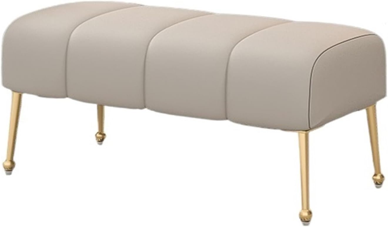 Modern Stitched Upholstered Bedroom Benches with Gold Legs, Entryway Bench Footrest Dining for Living Room, Gray Entryway(120 * 45 * 45cm)