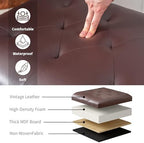 Joveco Faux Leather Storage Ottoman Bench Rectangle 24 Inch Foot Rest Ottomans (Brown)