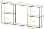 WOHOMO 63 in Entryway Table Modern Sofa Table with Shelves White Gold | 12 Inch Narrow Console Table for Living Room, 63" Hallway Table for Corridor, with 3-Tier Storage