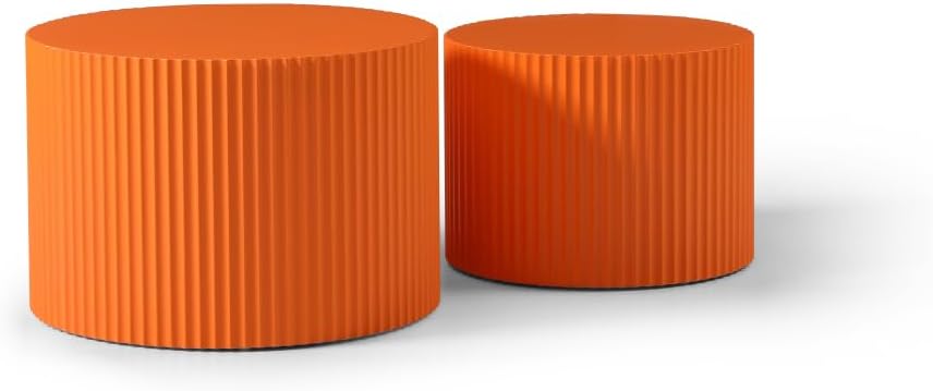 Nesting Table Set of 2, MDF Coffee Table Set for Living Room/Leisure Area (Orange + MDF)