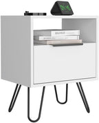 Nightstand, Single Drawer, Hairpin Legs,for Small Spaces