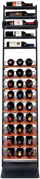 Wine Enthusiast Vino Galerie Leaning Ladder Wine Rack – 37-Bottle Wall Mounted Wine Storage Display – Mango Wood & Metal Bar Cabinet Wine Shelf – Modern Kitchen Dining Room Decor Organizer Furniture
