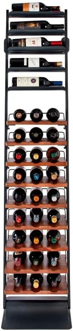 Wine Enthusiast Vino Galerie Leaning Ladder Wine Rack – 37-Bottle Wall Mounted Wine Storage Display – Mango Wood & Metal Bar Cabinet Wine Shelf – Modern Kitchen Dining Room Decor Organizer Furniture