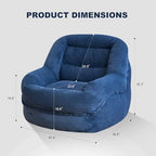 Giant Bean Bag Chair for Adults, Oversized Floor Lounge Chair with Armrests | Royal Blue, soft corduroy and resilient foam for living rooms, bedrooms, reading nooks, gaming rooms, movie nights, and pets