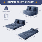 MAXYOYO Convertible Sofa Bed, Fold Out Sofa Couch with Pillow for Adults | Loveseat Sofa 4 in 1 Tufted Folding Couch Bed Foam Floor Couch, Lazy Chair for Living Room Bedroom Guest Room, Dusty Blue