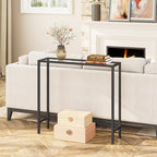 HOOBRO 29.5" Narrow Console Table, Modern Sofa Table Behind Couch Table | Tempered Glass Entryway Table, Small Side Table for Entrance, Living Room, Foyer, Hallway, Bedroom, Black BK07XG01