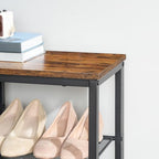 HOOBRO Shoe Bench, 5-Tier Shoe Rack Bench with Mesh Shelves, Shoe Organizer, Industrial Shoe Storage Bench for Entryway, Easy Assembly, 11 x 31.5 x 19.7 Inches, Rustic Brown and Black BF36HX01