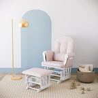 Storkcraft Premium Hoop Glider & Ottoman, White/Pink