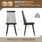 DUHOME Dining Chairs Set of 2 Wood Dining Room Chair Black Spindle Side Kitchen Room Country Farmhouse Chairs Black