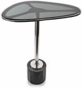 Modern Day Accents 3741 Moderna End Table, Marble and Glass Side Table with Polished Aluminum Frame, Egg-Shaped Smoked Glass Top, Entry Table, Black Marble, Contemporary End Tables, 22.25" H
