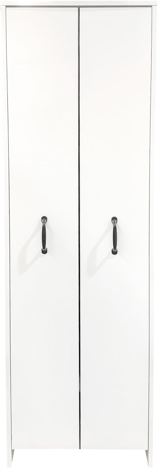 JOYSOURCE Tall Kitchen Pantry Cabinet with Pull-Out Shelves Large 2- Door Free Standing Storage Cabinet for Food, Spice White