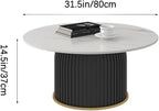 Modern Coffee Table Central end Tables for Living Room, Multifunctional Tea Snacks Center Table with Marble Desktop, Round Coffee Tables for Bedroom, Sofa, Indoor, Couch, Parlor, Dinning Room
