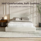 RECCI AirFrame Queen Upholstered Bed Frame with Plush Padded Headboard