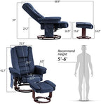 MCombo Swivel Recliner with Ottoman Chair, TV Chair Sets with Vibration Massage, for Small Space Living Room Bedroom 9096 9099 (Textile, Blue)