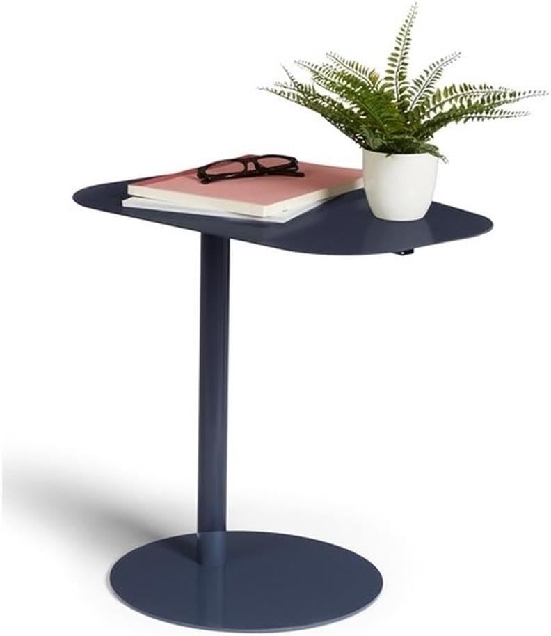 Pemberly Row Modern Metal End Table, 20 in H x 19.75 in W, C-Shaped Space-Saving Design, Durable Steel Construction, Powder Coat Blue Finish, Compact Side Table for Living Room, Bedroom, or Small