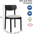 BISCHAIR Wooden Dining Chairs Set of 4 Mid Century Upholstered Modern Kitchen Table Chairs for Room Furniture with Durable Premium Ergonomic Design (Keynote, Black)