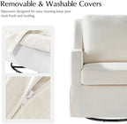 HULALA HOME Farmhouse Swivel Rocker Chair with Washable Slipcover, Ivory