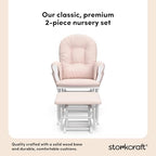 Storkcraft Premium Hoop Glider & Ottoman, White/Pink