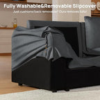 162" Washable Oversized Modular Sectional Sofa Couches for Living Room,Grey | Waterproof Performance Fabric, Cloud Couch Sectional with Fully Removable Cover, 4-Seater with 2 Storage Ottoman, U-Shaped