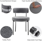 Cinxzar Grey Boucle Dining Chairs Set of 6, Upholstered Dining Room Chairs with Black Metal Legs, Modern Dining Chair for Dining Room, Kitchen