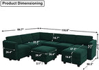 Belffin Modular Sectional Sofa with Storage Seat Oversized U Shaped Couch with Reversible Chaise Velvet Sofa Set with Ottoman Green
