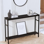 Timberer Narrow Console Table, 47 Inch Sofa Table with Adjustable Shelf | 2-Tier Long Skinny Table for Hallway, Entryway, Living Room, Foyer, Black