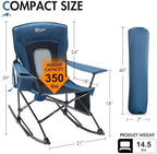 Portal Folding Outdoor Rocking Camping Chair, 350LBS Portable Rocker | 10s Fold, Compact Carry Bag, 24" Padded Back, Cup Holder, Side Pocket, 600D Polyester