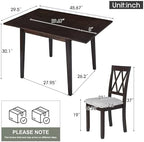 LUMISOL Farmhouse Extendable Kitchen Table Set with Drop Leaf and 2 Chairs, Espresso