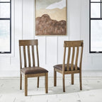 Signature Design by Ashley Vallister Dining Chairs Set of 2, Light Brown | Solid wood frame, Combination of leather and faux leather, Rustic dining room chairs, Slat back design, 250 lb capacity