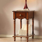 Telephone Table, European Style Sofa Side Table,Square Telephone Table,Living Room Side Cabinet,Nightstand with Drawer,End Table(Brown)(Color:Walnut Color,Size:22.0414.17
