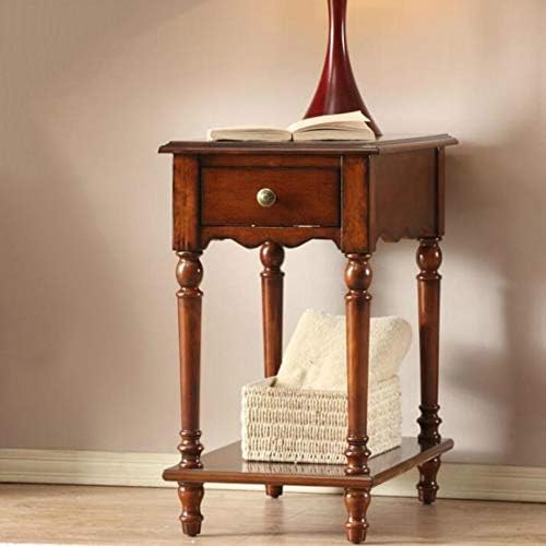 Telephone Table, European Style Sofa Side Table,Square Telephone Table,Living Room Side Cabinet,Nightstand with Drawer,End Table(Brown)(Color:Walnut Color,Size:22.0414.17