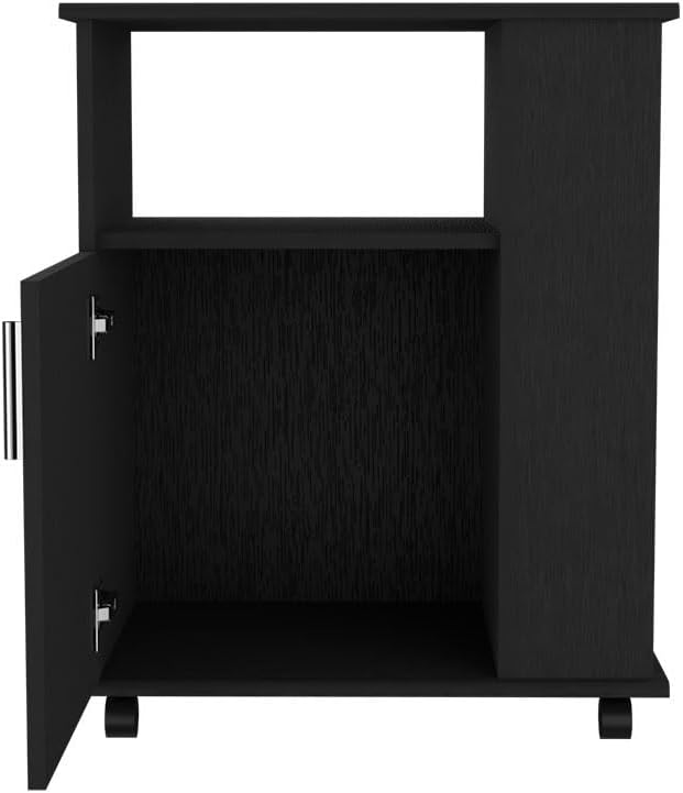 Lower Microwave Pantry 29", Single Door Cabinet, Open Shelf & Side Storage