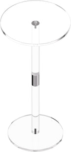 VEVOR Acrylic Drink Table, Small Round Side Table with Solid Post, Modern Clear End Table Transparent Cake Desk for Coffee, Cocktail, Dessert, Snack, Living Room, Bedroom, Bathroom, Easy Assembly