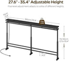 YATINEY 70.9" Behind Couch Table with LED Lights, Narrow Console Table with Adjustable Height (27.6"-35.4"), 5.9" Wide Sofa Tables Narrow Long with USB-C Ports, Sofa Side Table, Black CT26UDBB