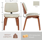 Dining Chairs Set of 4, Mid Century Modern Dining Walnut Chairs,Beige | Faux Leather Dining Chair with Upholstery and Bentwood Open Backrest, Armless Dining Room Sets for Kitchen,Study Room