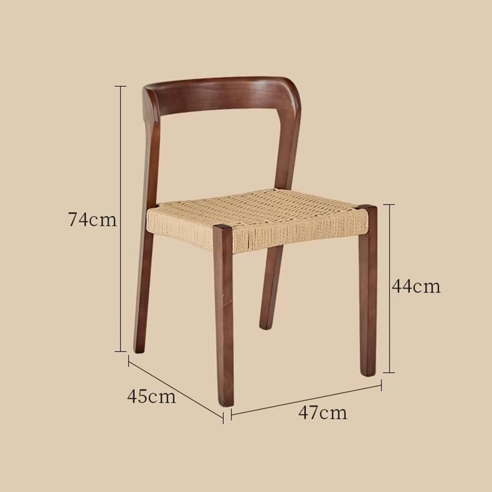 Etlegor Farmhouse Rattan Dining Chairs, Mid Century Wood Kitchen Chairs with Comfortable Woven Seat for Kitchen, Restaurant, Office, Tea Room(Walnut)