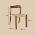 Etlegor Farmhouse Rattan Dining Chairs, Mid Century Wood Kitchen Chairs with Comfortable Woven Seat for Kitchen, Restaurant, Office, Tea Room(Walnut)
