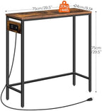 HOOBRO Narrow Console Table with Power Outlets, Small Entryway Table | Thin Sofa Table Behind Couch Table with Charging Station, for Hallway, Bedroom, Living Room,Rustic Brown and Black BF75UXG01