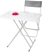 30 Inch - Small Desk Adjustable Height TV Tray for Laptop,Couch, Camping - Heavy Duty Utility Foldable Table for Small Spaces, Portable White Granite Folding Table