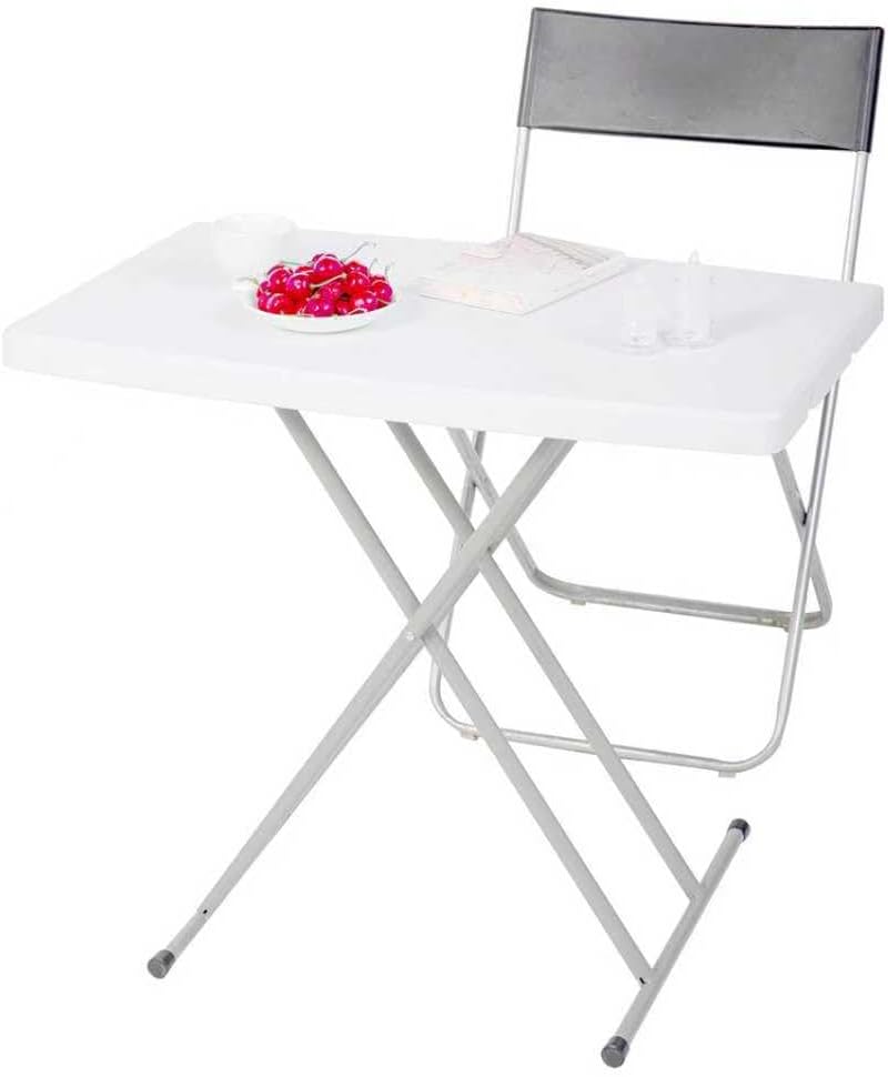 30 Inch - Small Desk Adjustable Height TV Tray for Laptop,Couch, Camping - Heavy Duty Utility Foldable Table for Small Spaces, Portable White Granite Folding Table