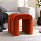 ONEVOG Velvet Pouf Ottoman, Small Ottoman Foot Rest for Couch, 18 Inch Cute Vanity Chairs for Makeup, Living Room Decorative, Sturdy Frame, Upholstered Modern Footrest for Bedroom, Dorm, Rust, 2Pcs