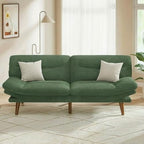 PERLECARE Convertible Futon Sofa Bed, 73" Corduroy Futon Couch with Adjustable Backrest and Armrests, 3-in-1Recliner Sleeper Sofa for Small Spaces, Play Room,Living Room or Office（73in,Green）