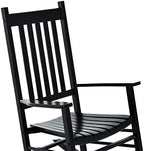 Outsunny Outdoor Rocking Chair High Density Wooden Rockers Black | Patio Rocking Chair, Smooth Curves, for Lawn Garden Porch, Supports Up to 350lbs