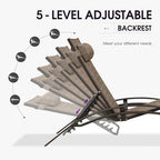 PURPLE LEAF Patio Pool Chaise Lounge Set of 3 Bronze Aluminum Chair, Brown | 2 Chaise + 1 Table, UV Textilene Fades Less, S-Curve Backrest with Arm, 5 Recline Angles, Adjustable Headrest, Stackable