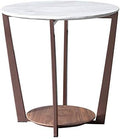 Telephone Table, Marble Surface Telephone Table,Sofa Round Side Table,Small Metal Coffee Table in The Living Room,Brushed Stainless Steel Bracket,Thickened Solid Base