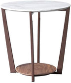 Telephone Table, Marble Surface Telephone Table,Sofa Round Side Table,Small Metal Coffee Table in The Living Room,Brushed Stainless Steel Bracket,Thickened Solid Base