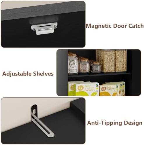 BORNOON Pantry Organizers and Storage Cabinet, 71” Barn Door White Kitchen Cabinet with Drawers and Adjustable Shelf, Tall Pantry for Kitchen, Dining Room, Living Room. Bathroom and Office