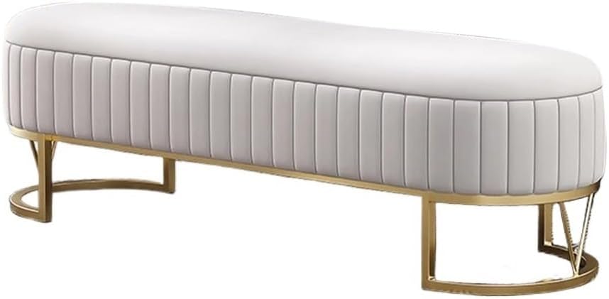 Modern Storage Bench Upholstered Bedside Stool with Metal Legs Modern for Living Room Entryway Entryway(Beige,Small)