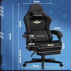 GTPLAYER Gaming Chair Fabric with Pocket Spring Cushion, Big and Tall Gamings Chairs 350LBS High Back Computer Chair with Footrest for Adults Lumbar Support Swivel Game Chair for Office Light Black